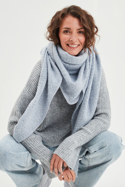Écharpe triangle bleu clair femme