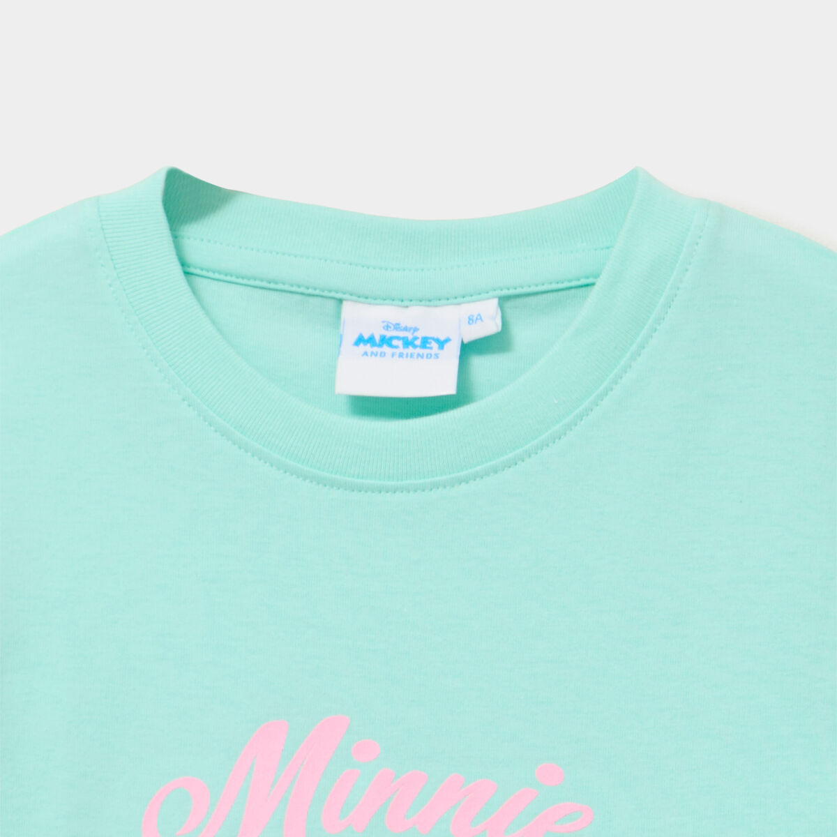 T-shirt coton manches courtes Minnie vert clair fille