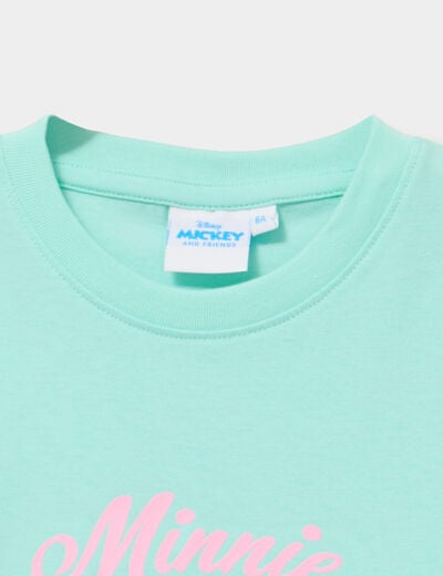 T-shirt coton manches courtes Minnie vert clair fille