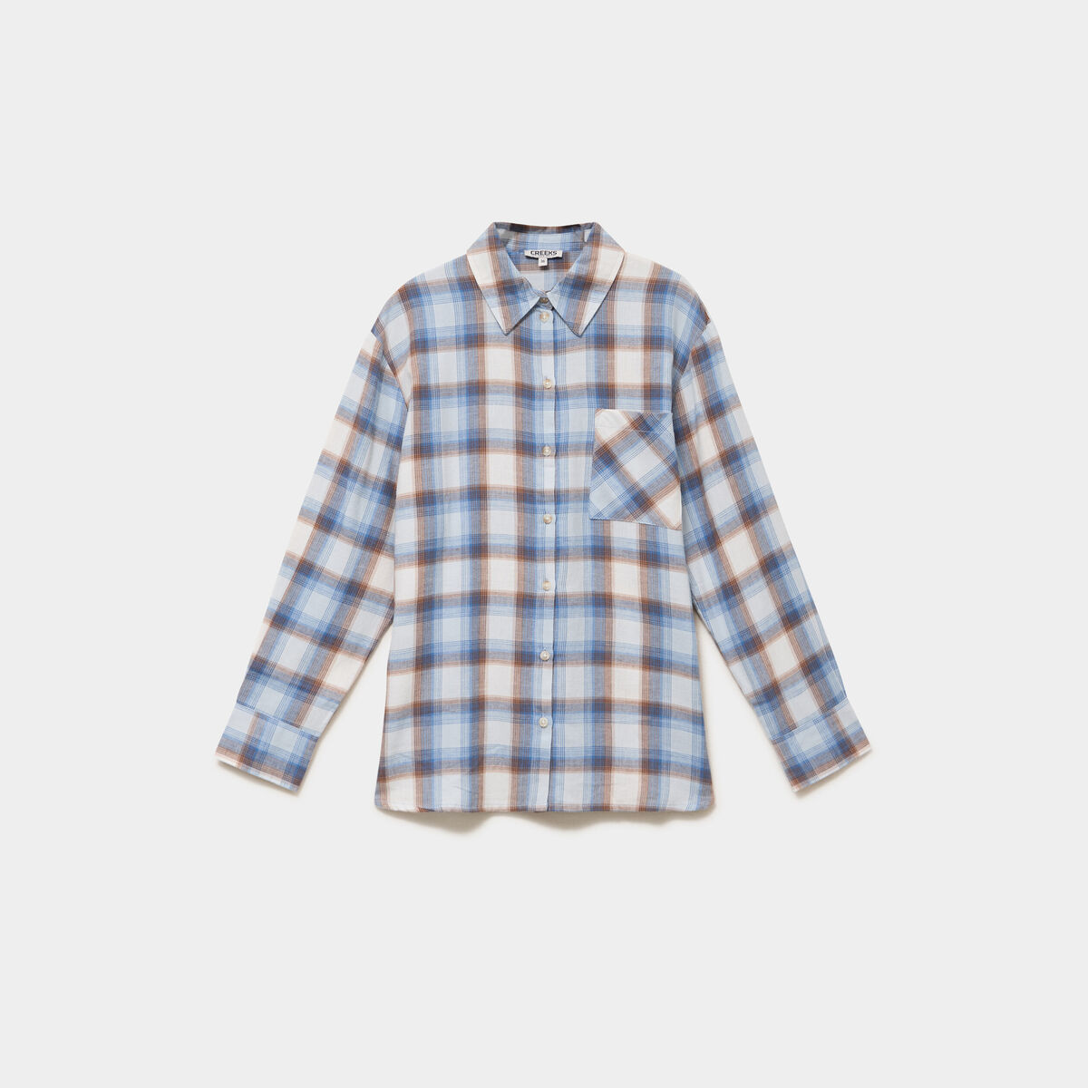 Chemise manches longues coton bleu femme