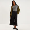Gilet cardigan col rond boutonn&eacute; vert olive femme