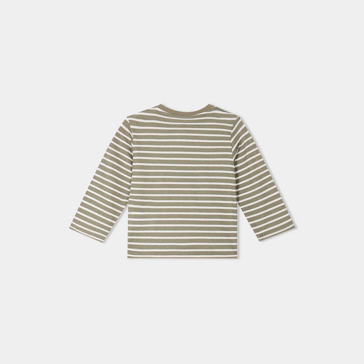 T-shirt manches longues col rond coton vert kaki bébé garçon