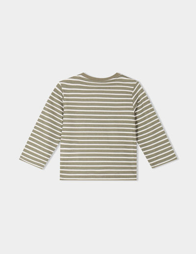 T-shirt manches longues col rond coton vert kaki bébé garçon