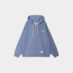 Sweat zipp&eacute; &agrave; capuche bleu gris femme