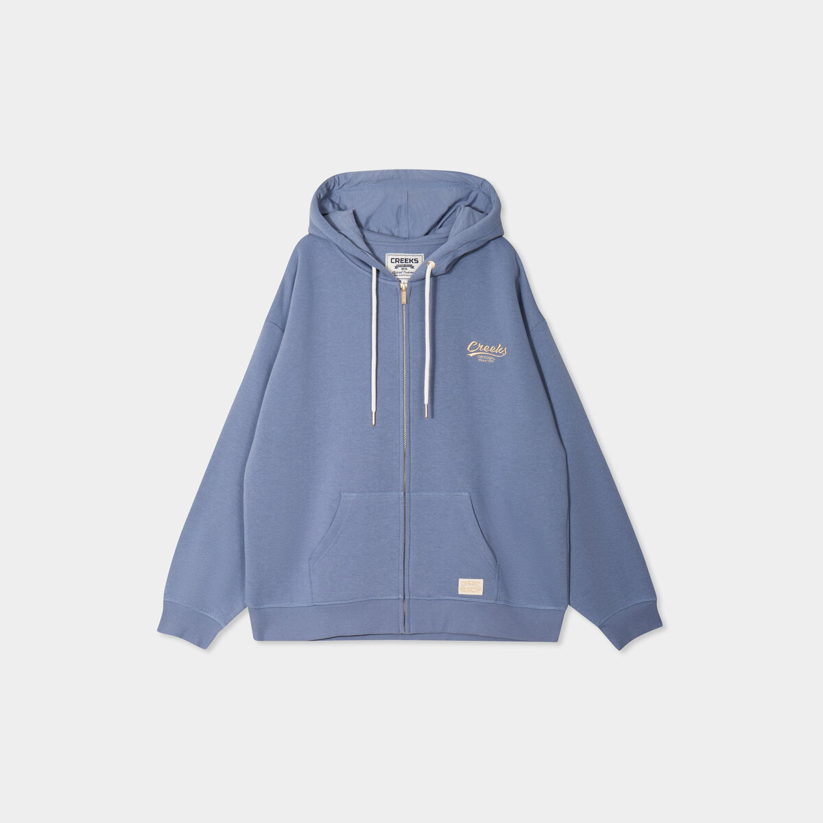 Sweat zipp&eacute; &agrave; capuche bleu gris femme
