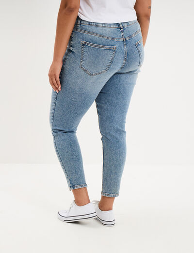 Jegging avec passants taille haute denim double stone femme grande taille