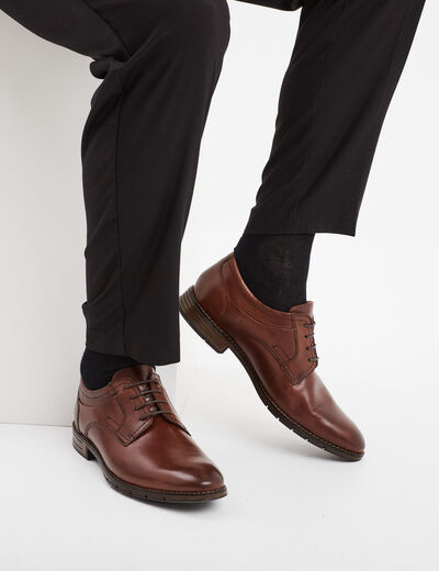 Derbies en cuir avec lacets marron foncé homme