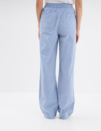 Pantalon droit fluide taille élastiquée ecru femme