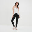 Jeans slim détails zippés denim noir femme