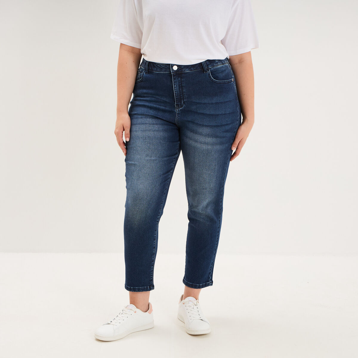 Jean slim taille haute bleu femme grande taille