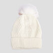 Bonnet à pompon ivoire femme