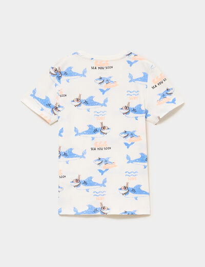 T-shirt manches courtes coton ecru gar&ccedil;on