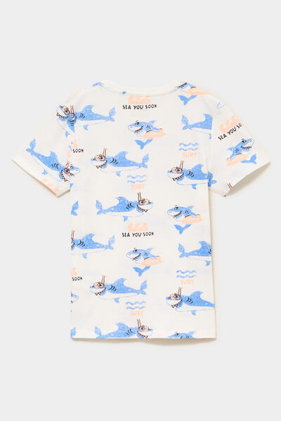 T-shirt manches courtes coton ecru gar&ccedil;on