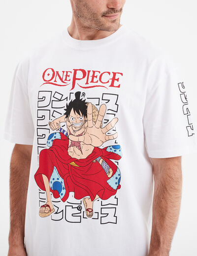 T-shirt manches courtes One Piece Luffy blanc homme