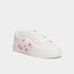 Baskets &agrave; lacets fleurs blanc fille