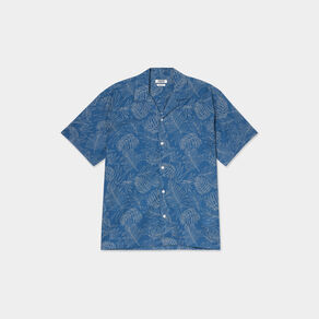 Chemise en coton manches courtes bleu pétrole homme