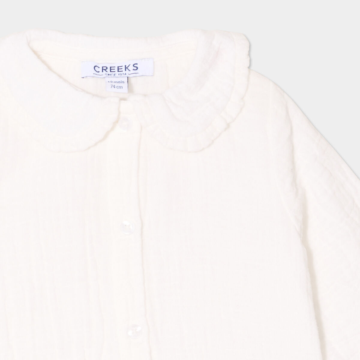 Blouse col claudine gaze de coton blanc bébé fille