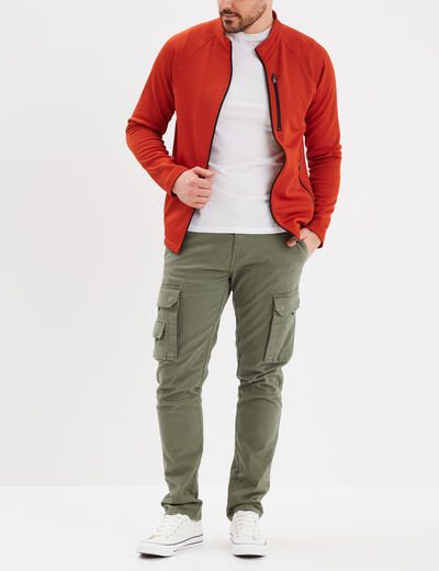 Gilet zippé col montant Trappeur orange foncé homme