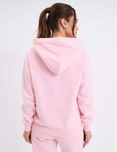 Sweat hoodie molleton à capuche rose clair femme