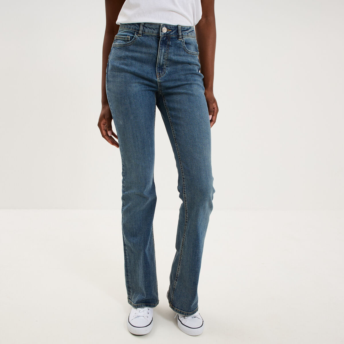 Jeans flare 5 poches denim dirty femme
