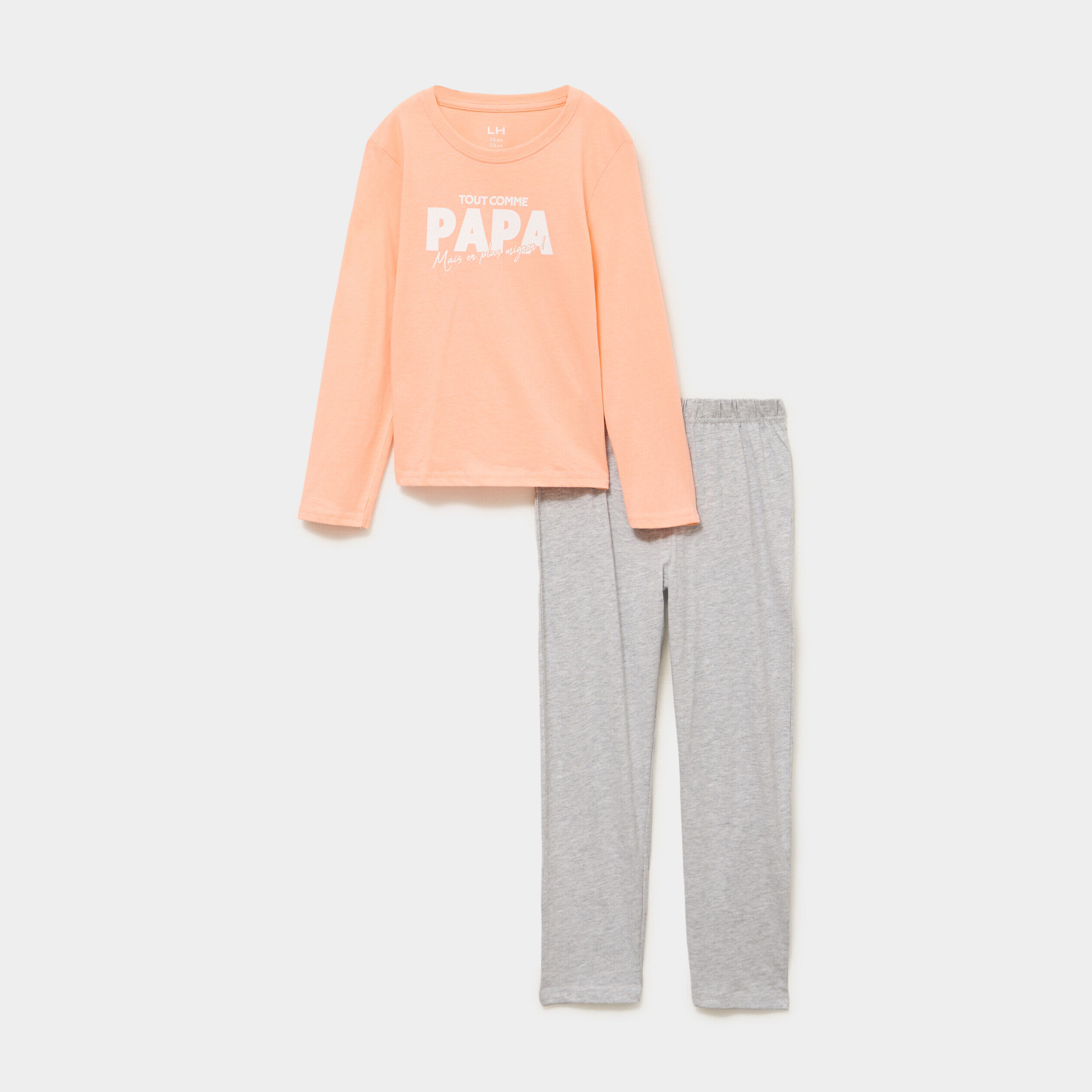 Ensemble pyjama 2 pièces coton rose saumon garçon LH