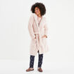 Peignoir long effet polaire &agrave; capuche vieux rose femme