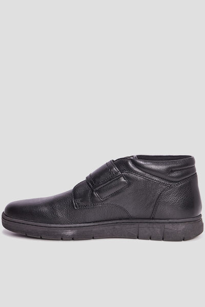 Bottines à scratch en cuir Walking noir homme