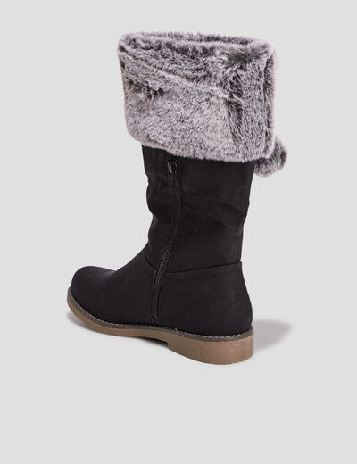 Bottes zippées avec pompons noir fille