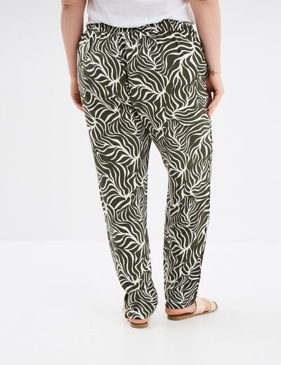 Pantalon fluide taille élastiquée vert kaki femme grande taille