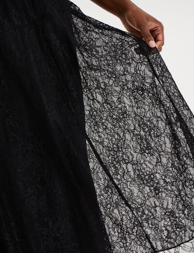 Jupe longue en dentelle noir femme