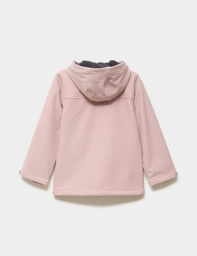 Blouson fourr&eacute; d&eacute;perlant &agrave; capuche rose poudr&eacute;e fille