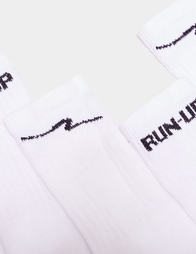 Lot 5 paires chaussettes sport Run-Up blanc homme