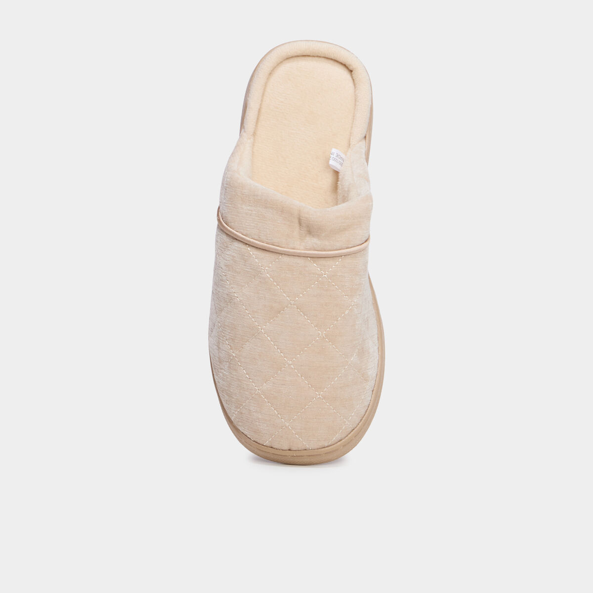 Chaussons mules velours effet matelass&eacute; sable femme