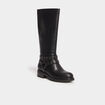 Bottes talons plats brides &agrave; oeillets noir femme