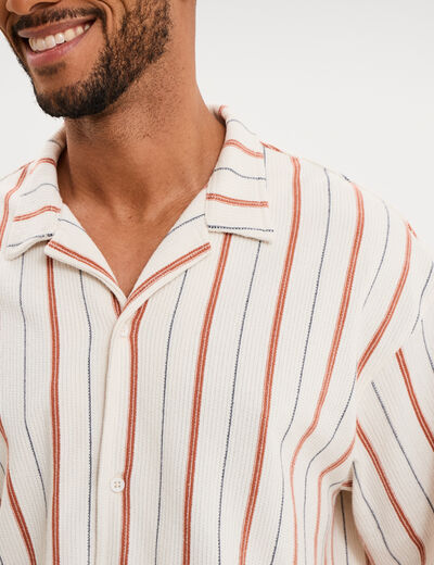 Chemise droite col cubain coton blanc homme
