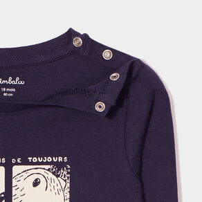 t shirt epaule boutonnee manches longues bleu marine bebeg T-shirt épaule boutonnée manches longues bleu marine bébé garçon