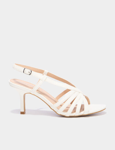 Sandales &agrave; talons avec bride blanc femme