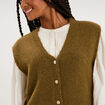 Gilet sans manches col en V vert olive femme