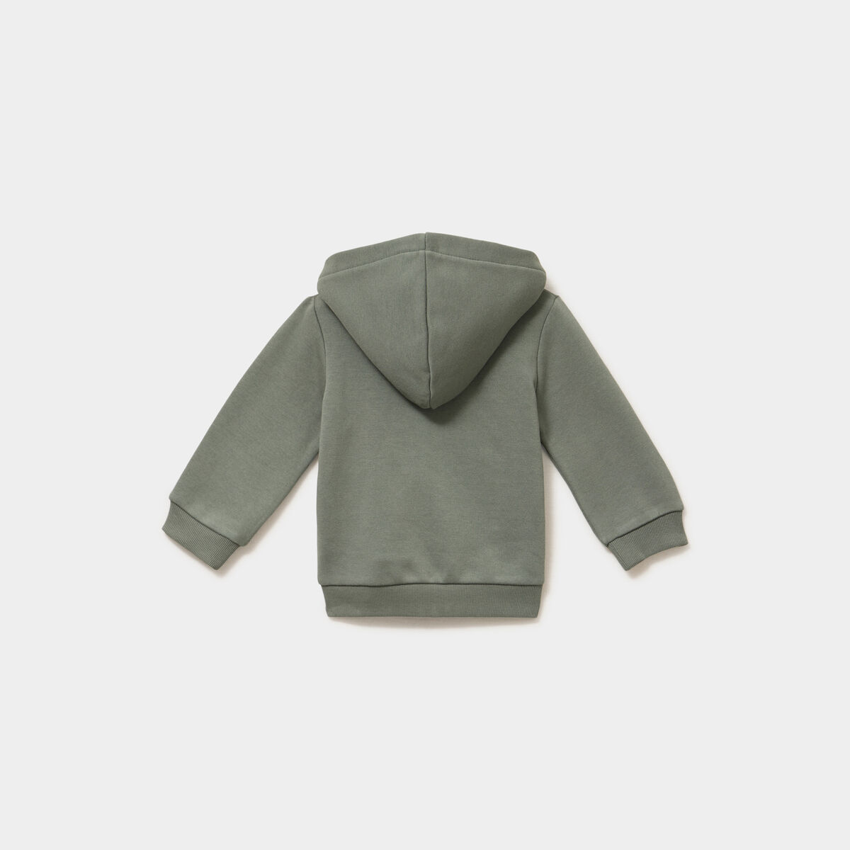 Sweat zipp&eacute; molletonn&eacute; &agrave; capuche vert kaki b&eacute;b&eacute; gar&ccedil;on