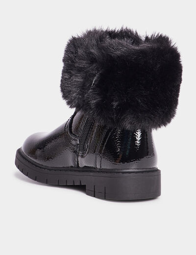 Bottines vernies fausse fourrure noir fille