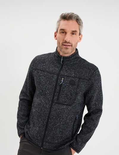 Gilet manches longues col montant gris fonc&eacute; homme
