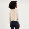 Pull poncho col roul&eacute; sans manches sable femme