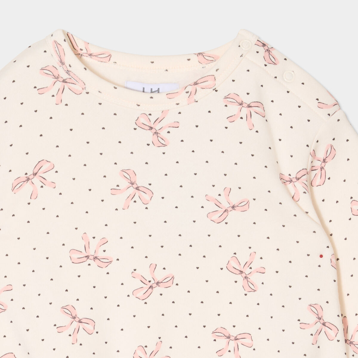 Sweat oversize manches longues col rond creme bébé fille