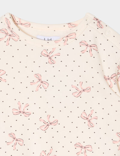 Sweat oversize manches longues col rond creme bébé fille