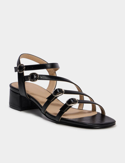 Sandales multibrides &agrave; talons 5 cm noir femme