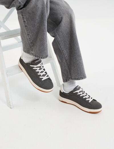 Tennis basses &agrave; lacets gris homme