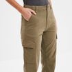 Pantalon cargo droit vert kaki femme