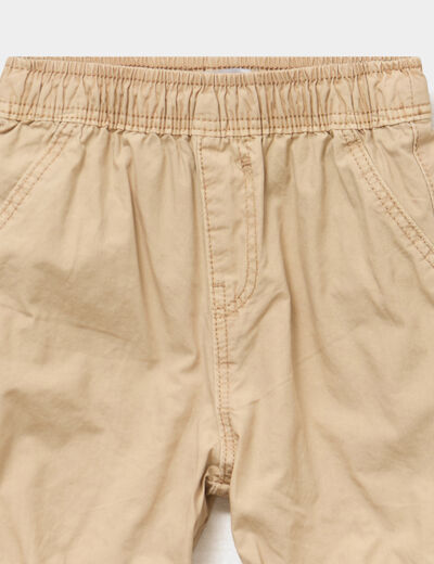 Pantalon jogger doubl&eacute; coton marron clair b&eacute;b&eacute; gar&ccedil;on