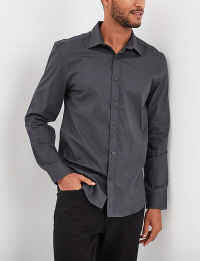 Chemise stretch manches longues gris homme