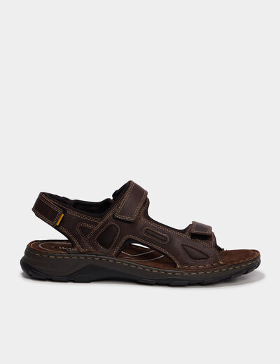 Sandales &agrave; scratchs marron homme